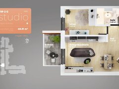 Piata Sudului, studio 2 camere 43,35 mp utili